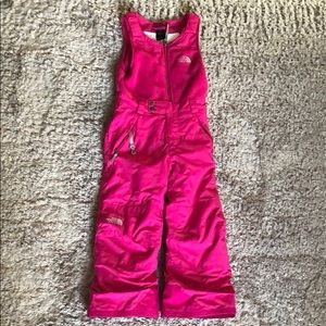 Northface Pink Girls Snowbibs